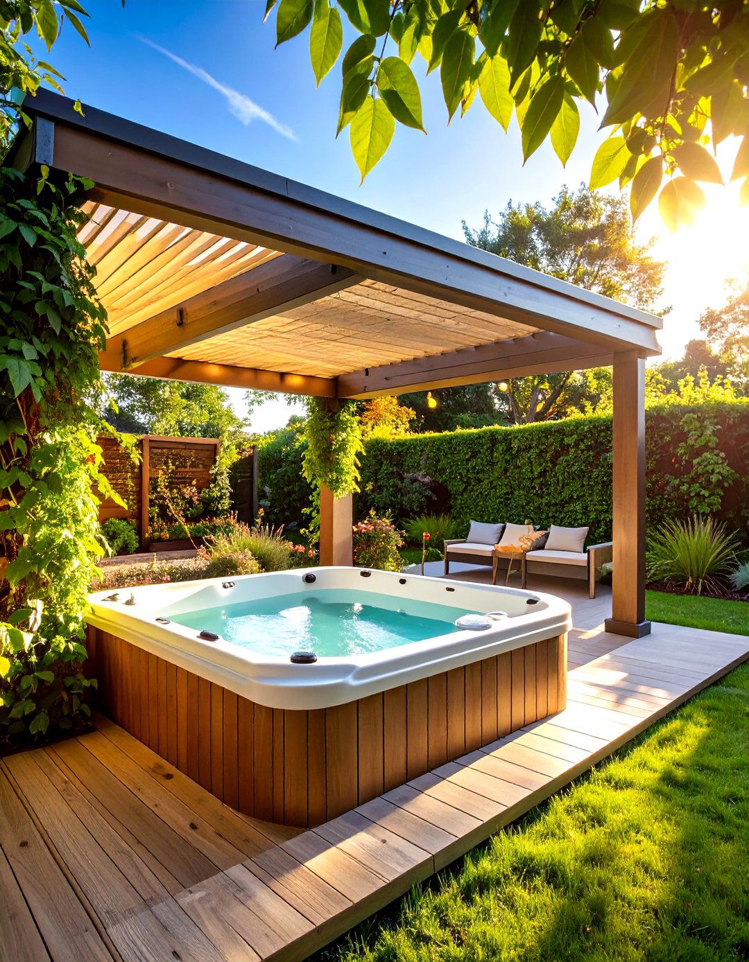 Hot Tub Pergola Shade Structure Design - 20 Hot Tub Decor Ideas