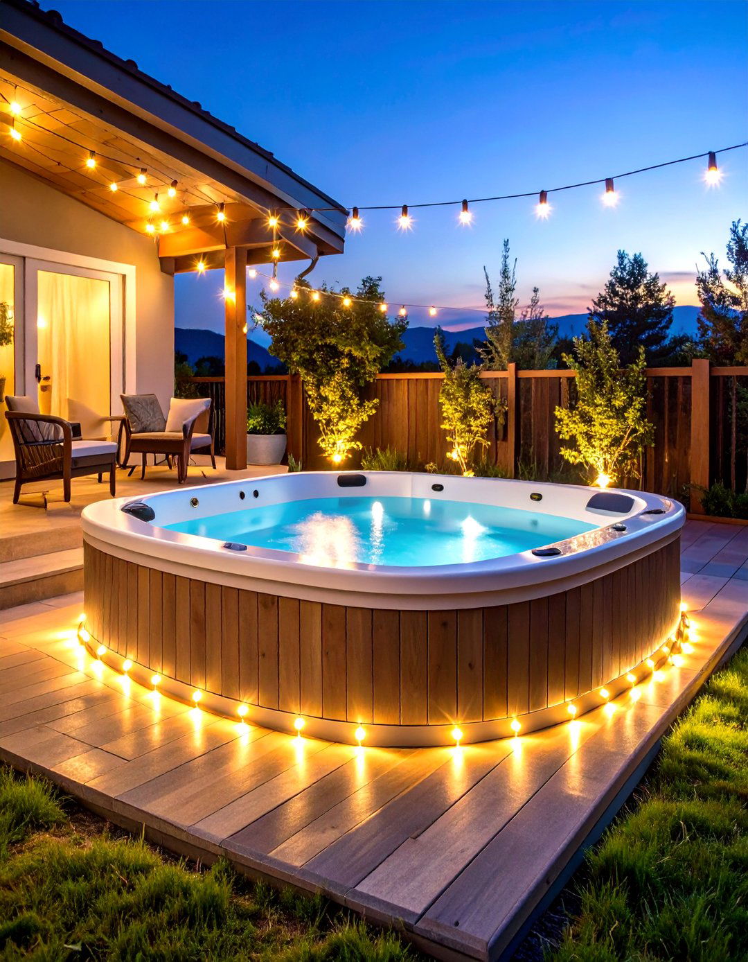 Hot Tub Rope Lighting Accent Design - 20 Hot Tub Decor Ideas