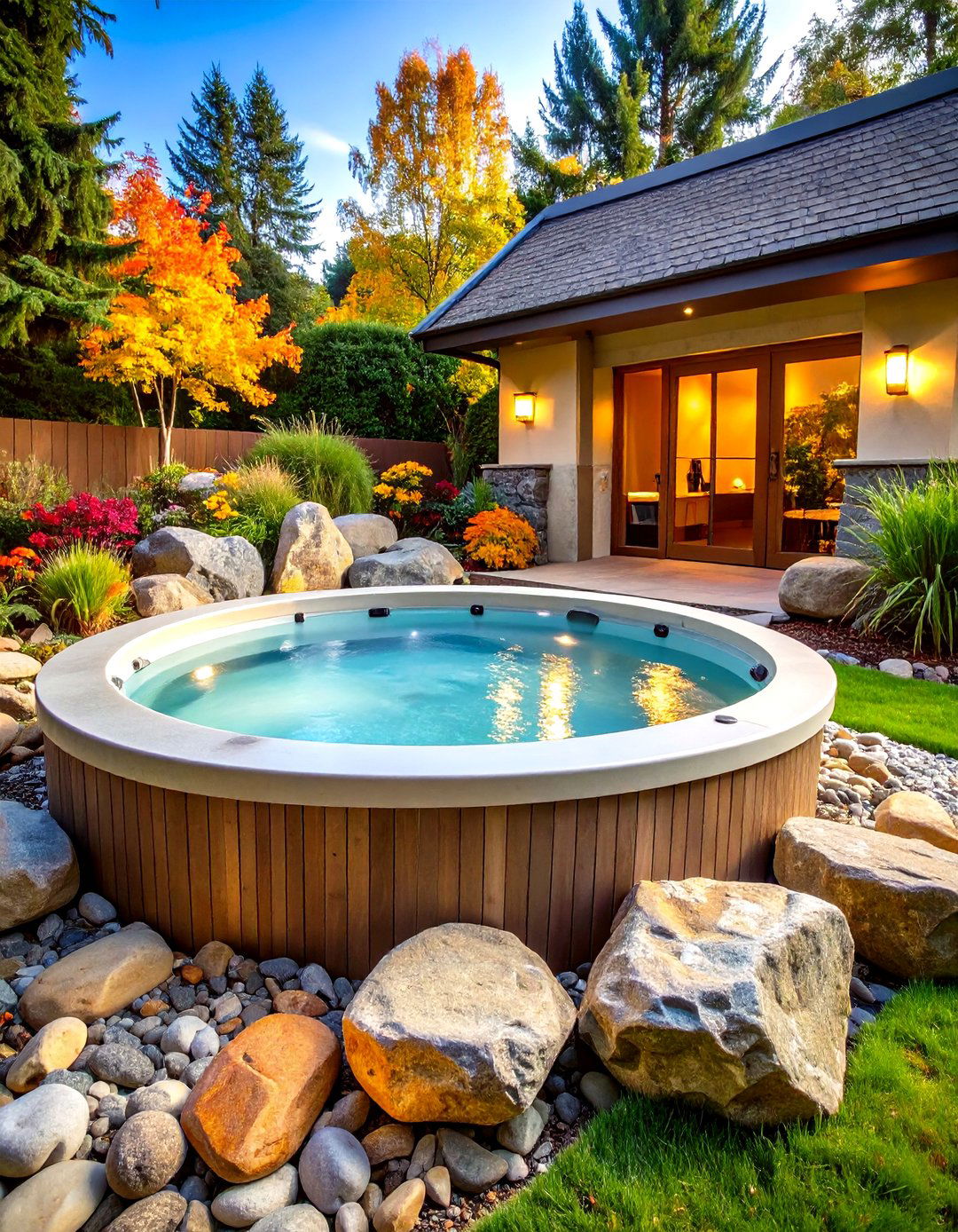 Hot Tub Stone Landscaping Features - 20 Hot Tub Decor Ideas