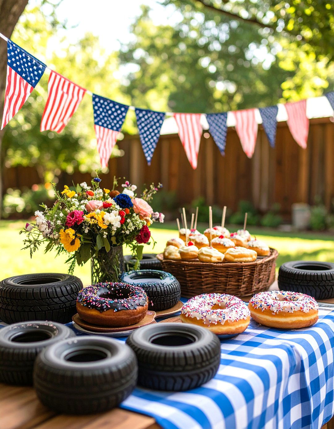 Hot Wheels Tire and Checkered Flag Decorations - 20 Hot Wheels Birthday Party Ideas