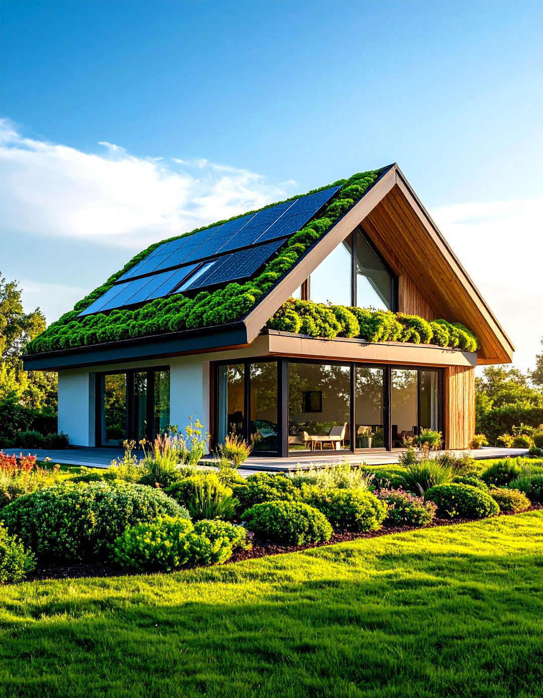 Houses With Geometric Sedum Pattern Green Roofs - 20 Houses With Green Roofs