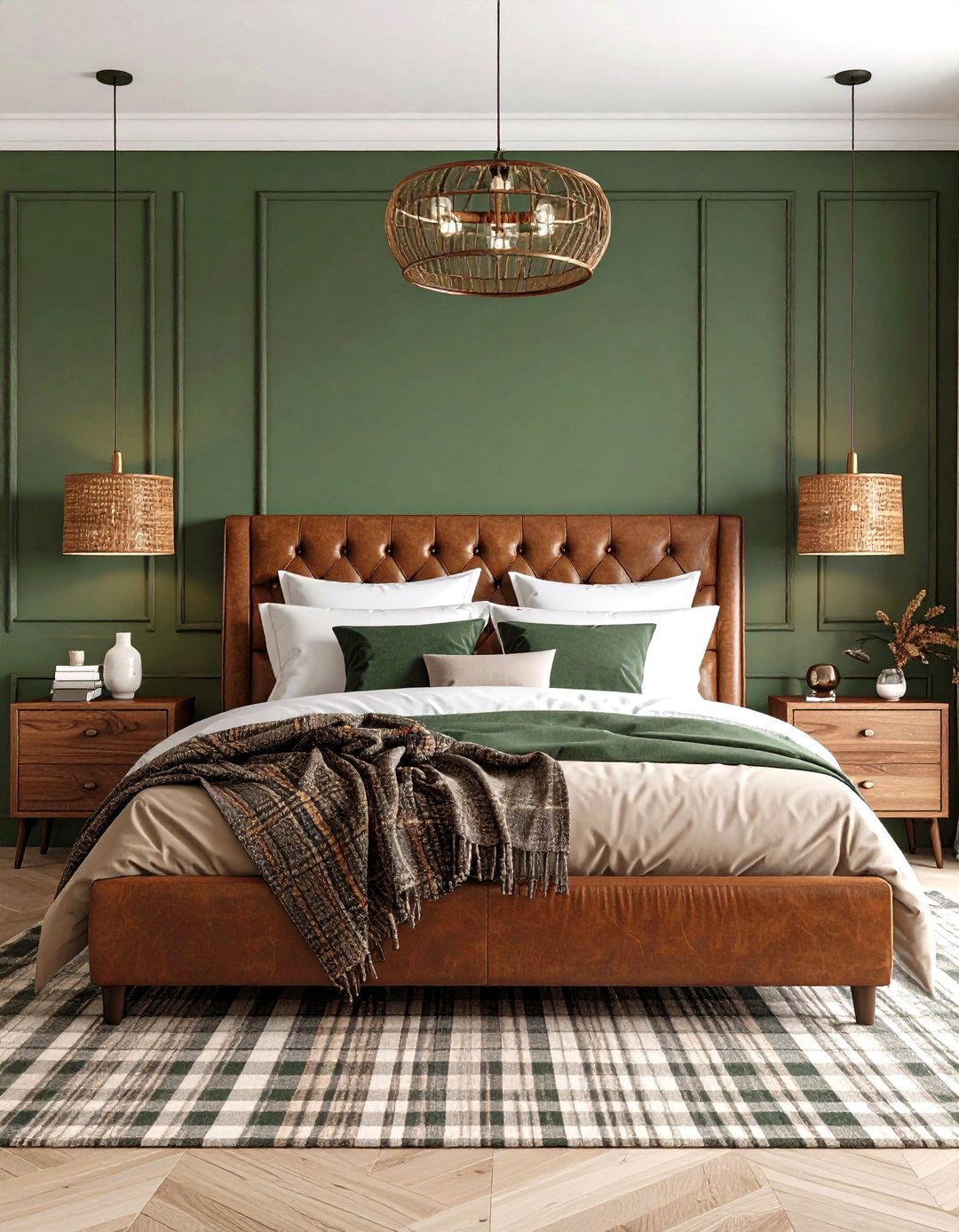 Hunter Green and Chestnut Brown Bedroom - 20 Green and Brown Bedroom Ideas