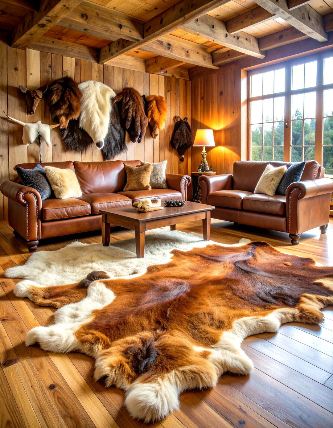 Hunting Man Cave Animal Hide Area Rugs - 20 Hunting Man Cave Ideas