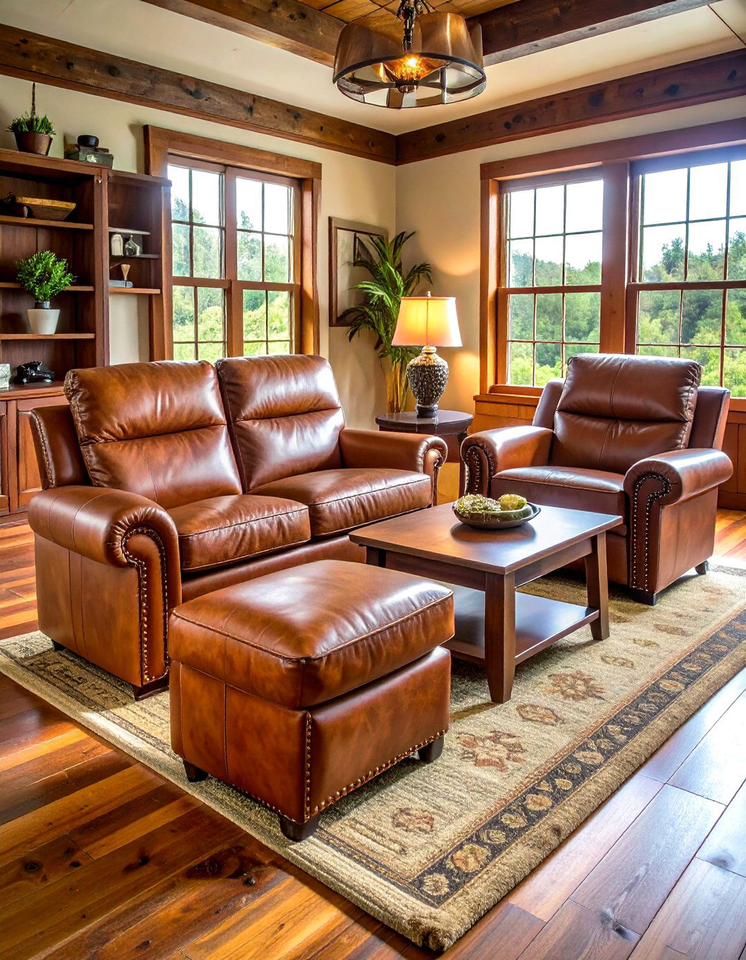 Hunting Man Cave Distressed Leather Furniture - 20 Hunting Man Cave Ideas