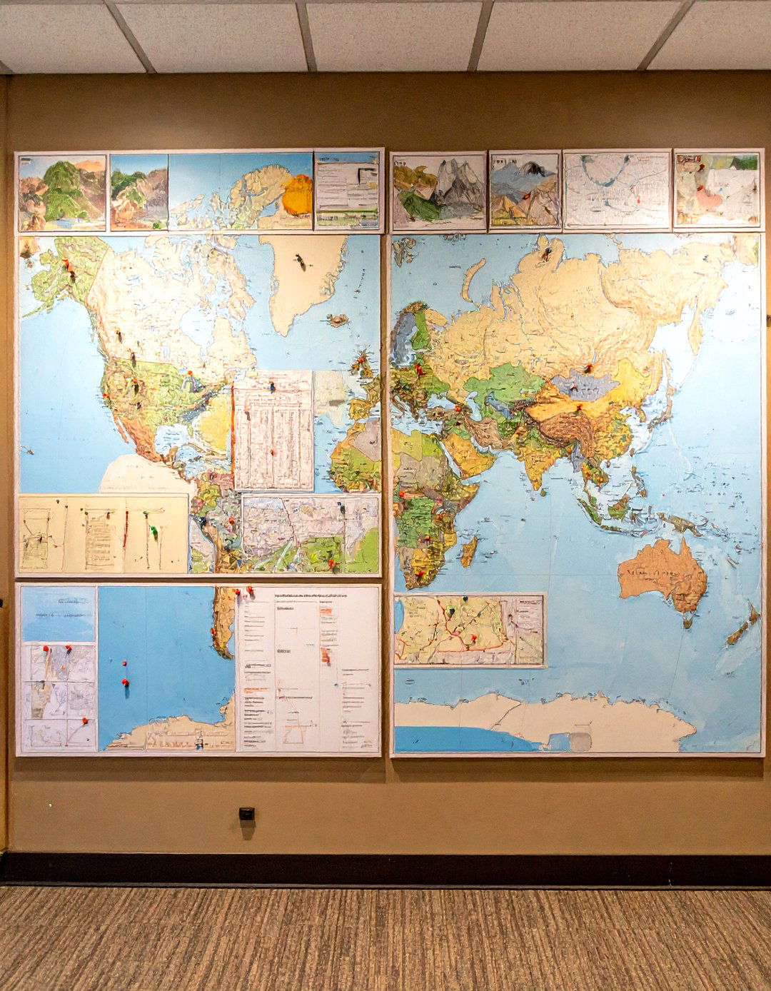 Hunting Man Cave Map Wall for Trip Documentation - 20 Hunting Man Cave Ideas