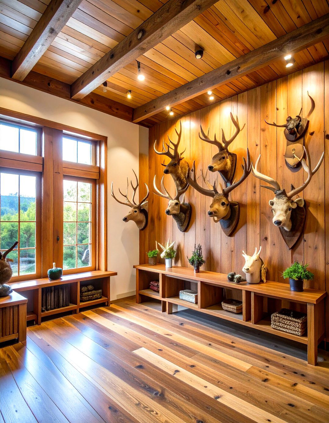 Hunting Man Cave Trophy Room Display System - 20 Hunting Man Cave Ideas