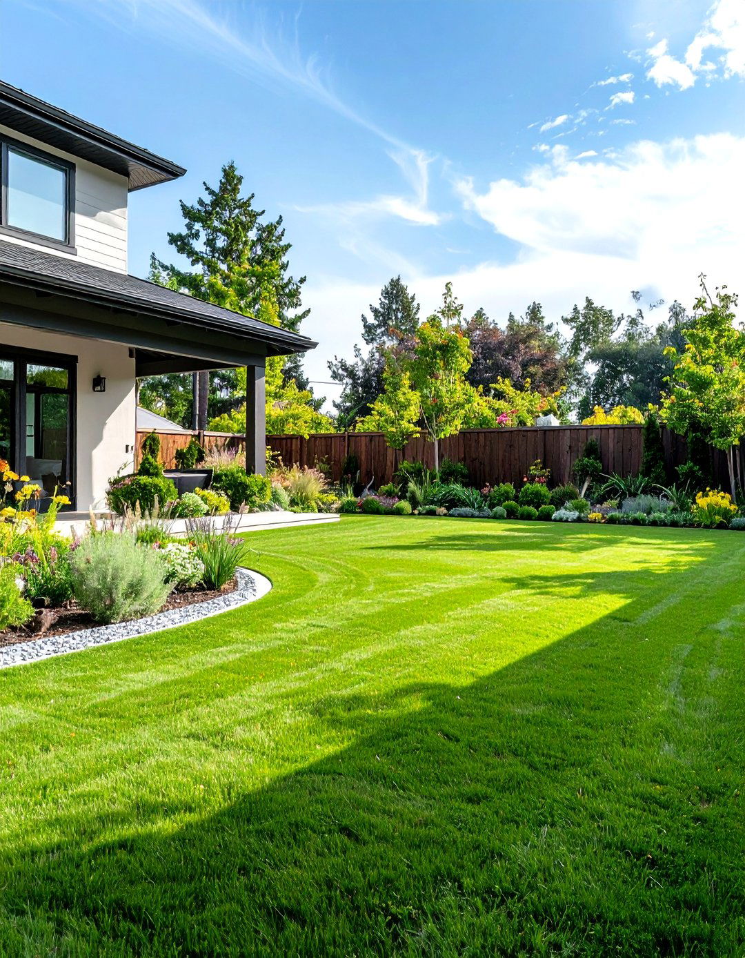 Hybrid Lawn Turf Plus Live Islands - 20 Backyard Turf Ideas