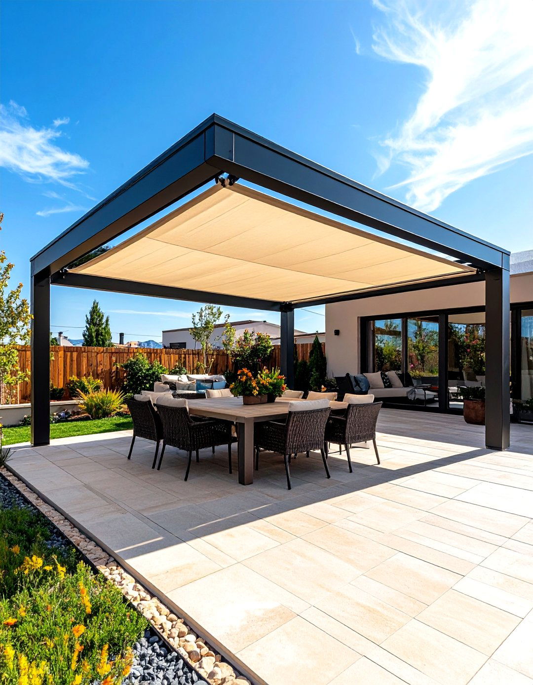 Hybrid Pergola Cover System - 20 Pergola Cover Ideas