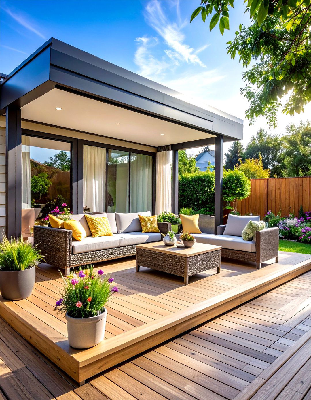 Hybrid Roof Partially Covered Deck System - 20 Partially Covered Deck Ideas