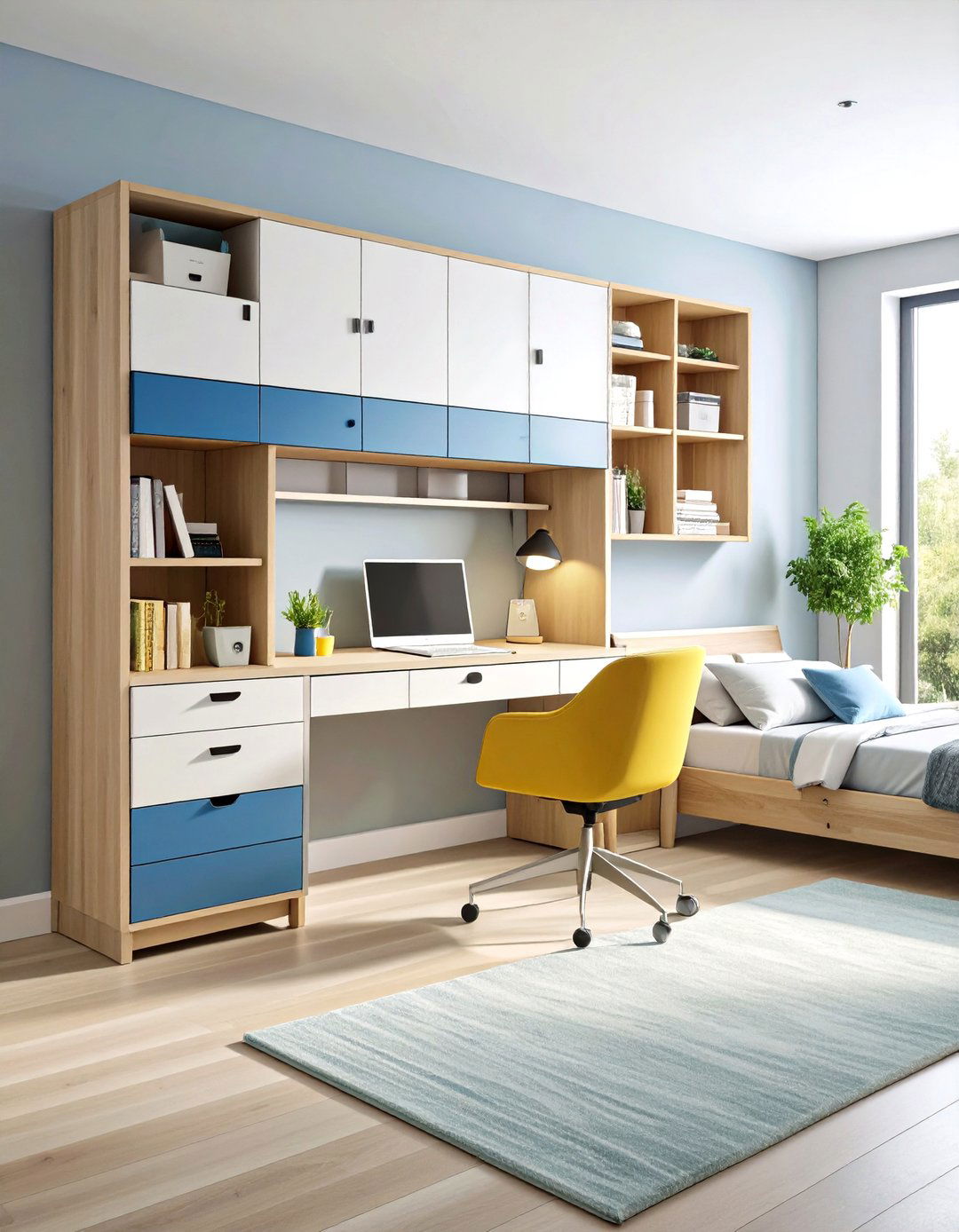 Hybrid Wardrobe Desk Combination - 20 Built-in Wardrobe Ideas Around a Bed