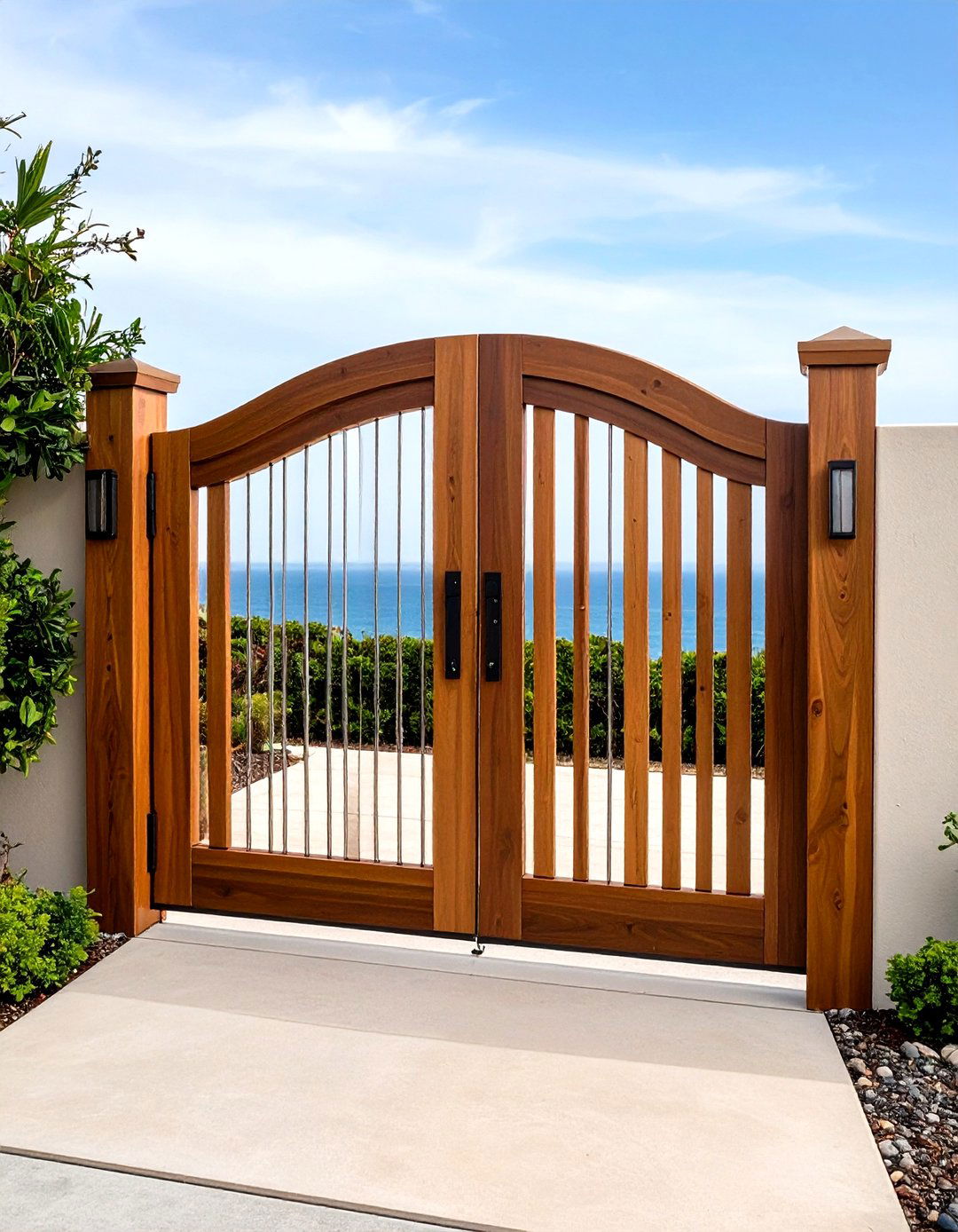 Hybrid Wood and Cable Fence Gate to Preserve the View - 20 Fence Gate Ideas
