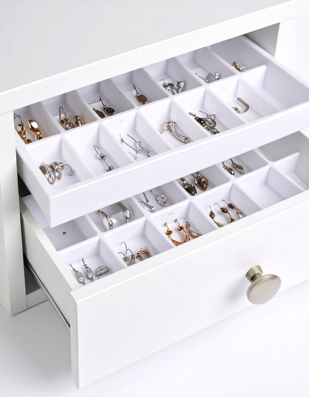 Ice Cube Tray Earring Storage Drawer Divider - 20 Earring Storage Ideas
