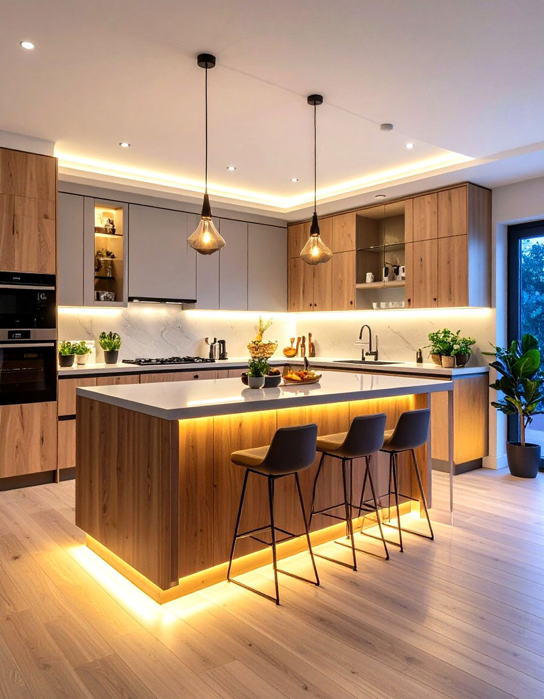 Illuminate Work Zones with Under Cabinet Lighting - 20 U Shaped Kitchen Ideas