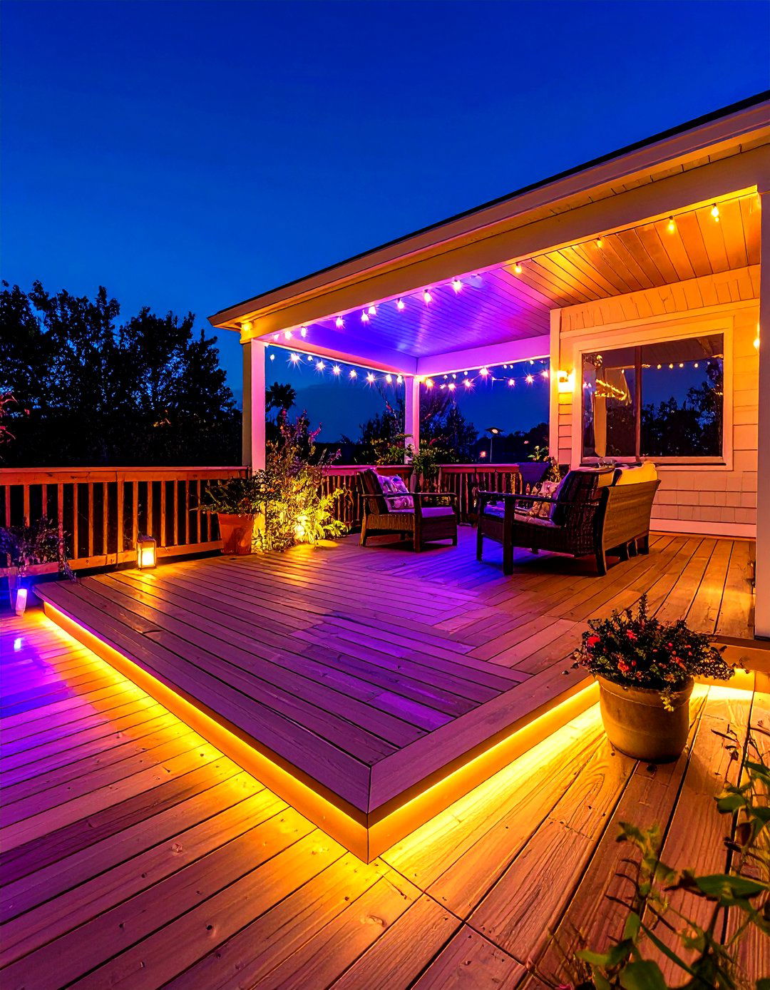Illuminated Deck with Layered Lighting Design - 20 2nd Floor Deck Ideas