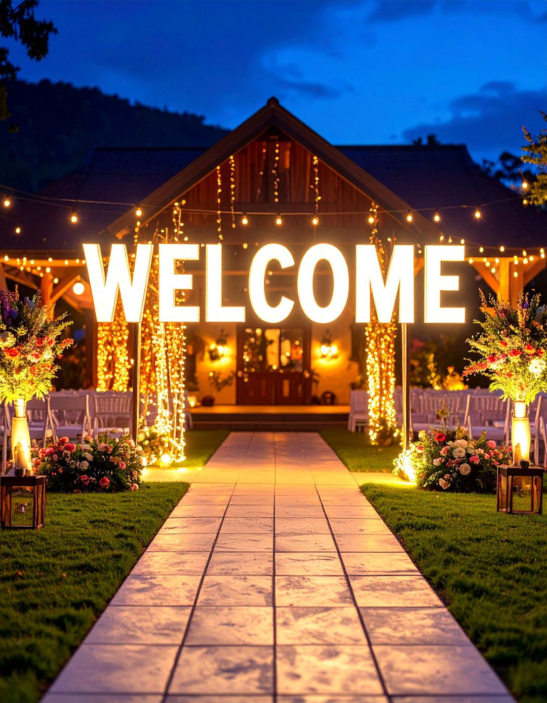 Illuminated LED Wedding Welcome Sign with Backlit Typography - 20 Wedding Welcome Sign Ideas