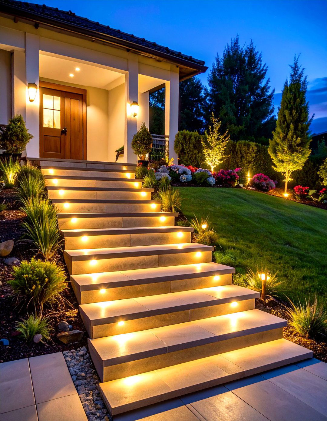Illuminated Patio Steps with LED Integration - 20 Patio Steps Ideas