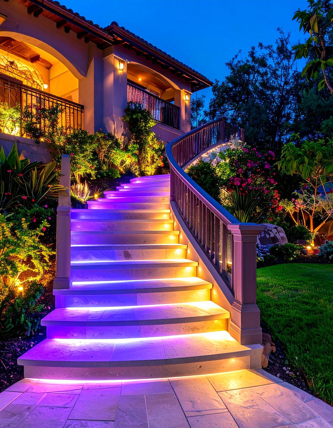 Illuminated Step Lighting - 20 Sloping Garden Design Ideas