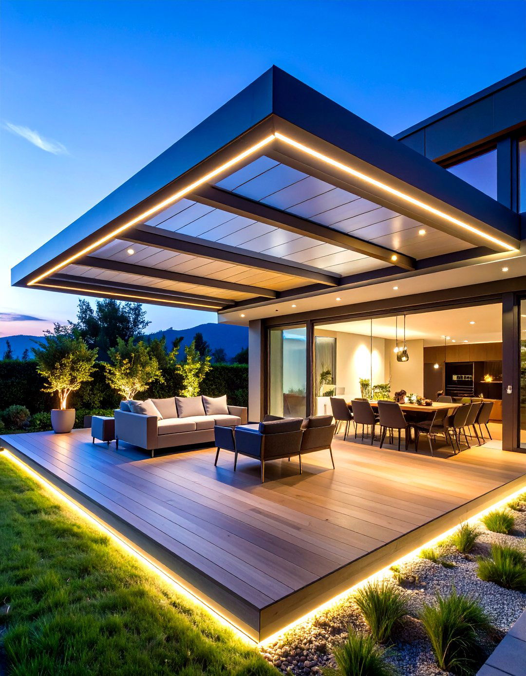 Illuminated Stretch Polycarbonate Patio Ceiling - 20 patio ceiling ideas