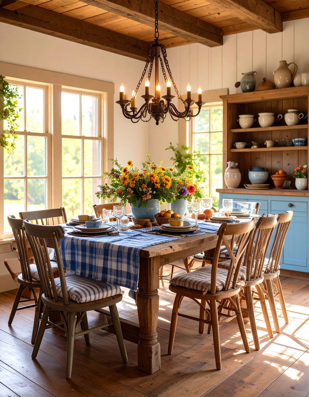 Implement Farmhouse Bench Seating - 20 Vintage Dining Room Ideas