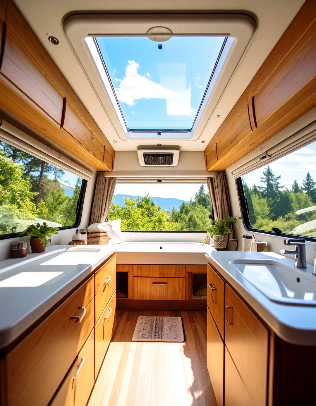 Improve Ventilation with a Skylight or Roof Vent Fan - 20 Small Rv Bathroom Ideas