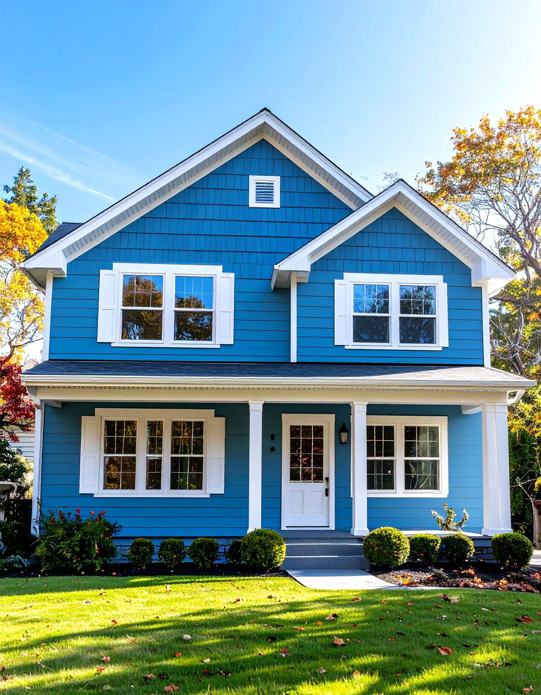 Improved Light Reflection - 20 Blue House Siding With White Trim