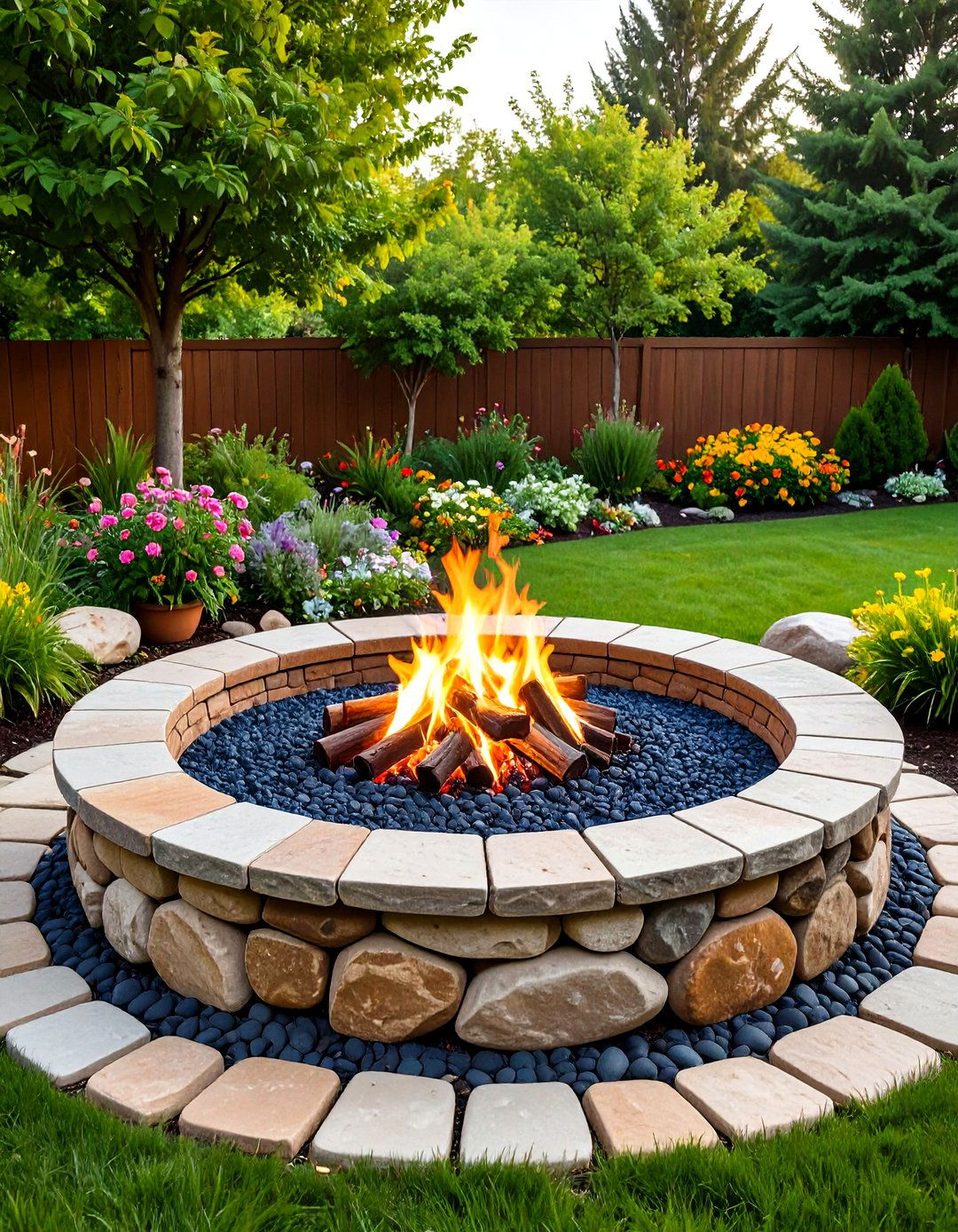 In Ground Cobblestone Fire Pit - 20 Stone Fire Pit Ideas