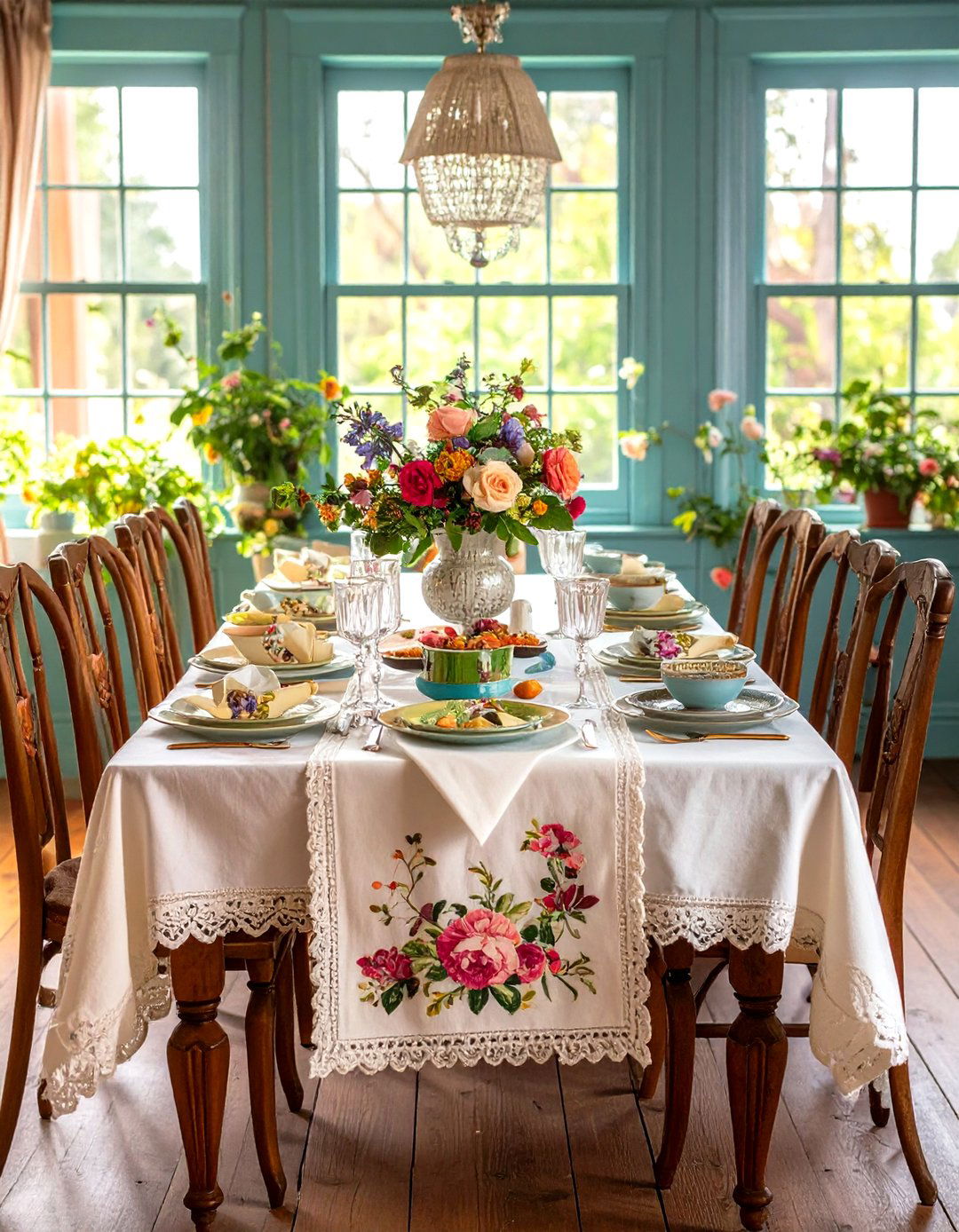 Include Vintage Textiles and Table Linens - 20 Vintage Dining Room Ideas