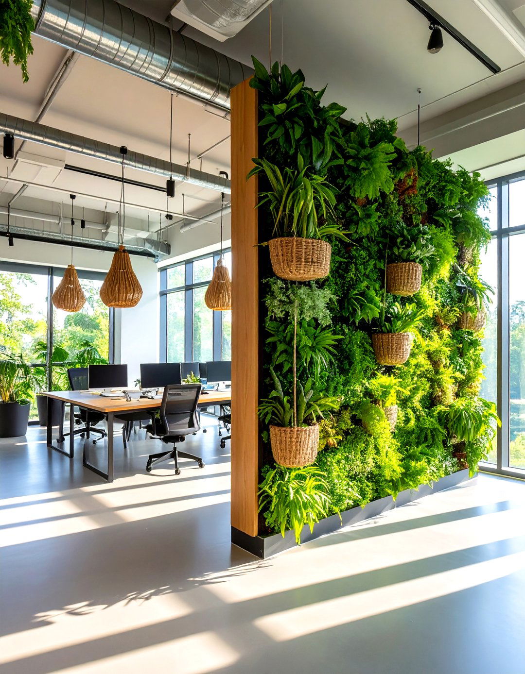 Incorporate Biophilic Design with Indoor Plants - 20 Sunroom Office Ideas