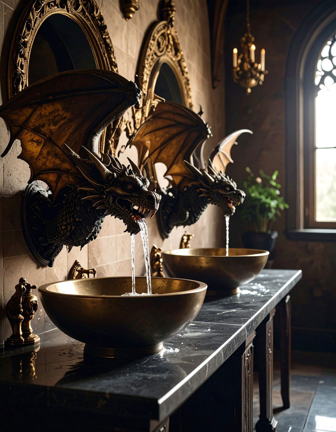 Incorporate Gargoyle Water Features - 20 Gothic Bathroom Ideas