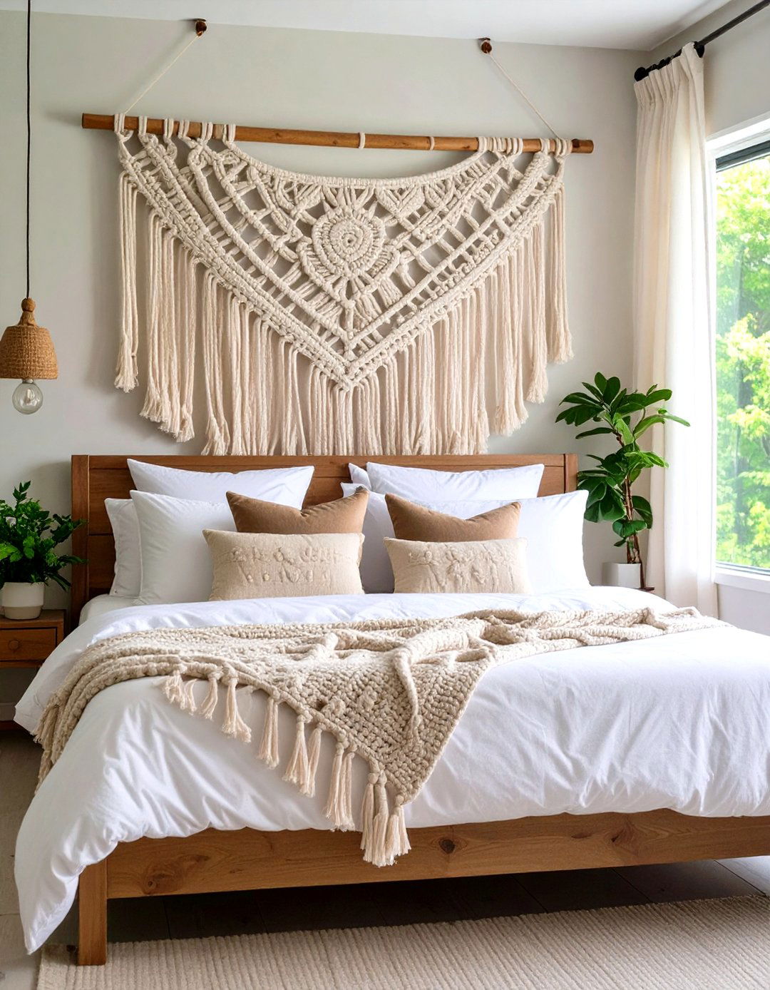 Incorporate Macrame Wall Hangings - 20 Small Boho Bedroom Ideas
