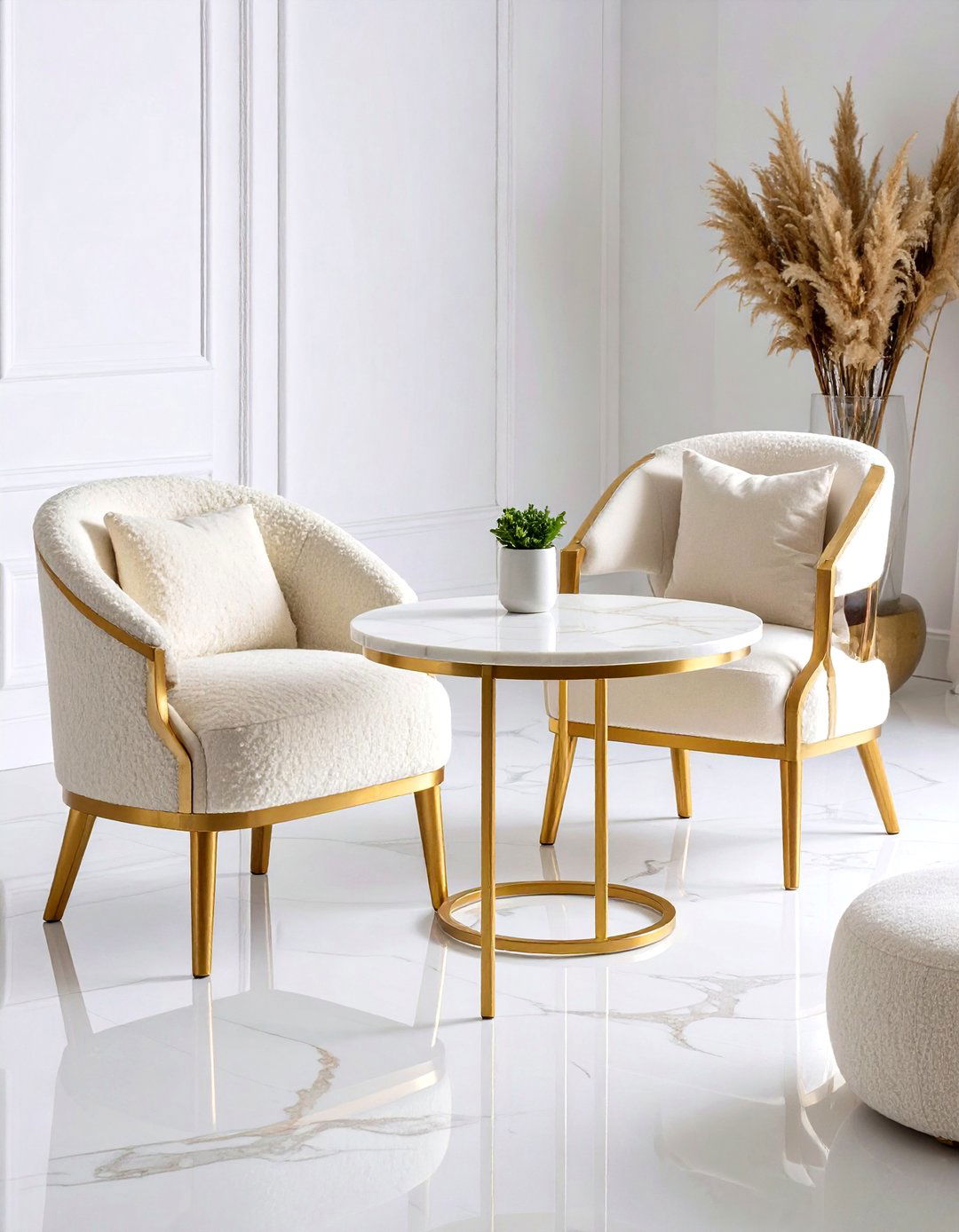 Incorporate Marble and Gold for Timeless Elegance - 20 Cream and Gold Living Room Ideas