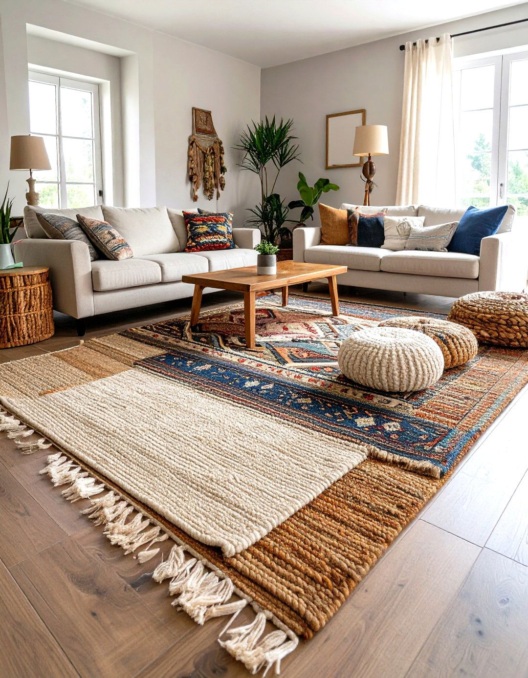 Incorporate Natural Fiber Rugs for Country Living Room Foundation - 20 Country Living Room Ideas