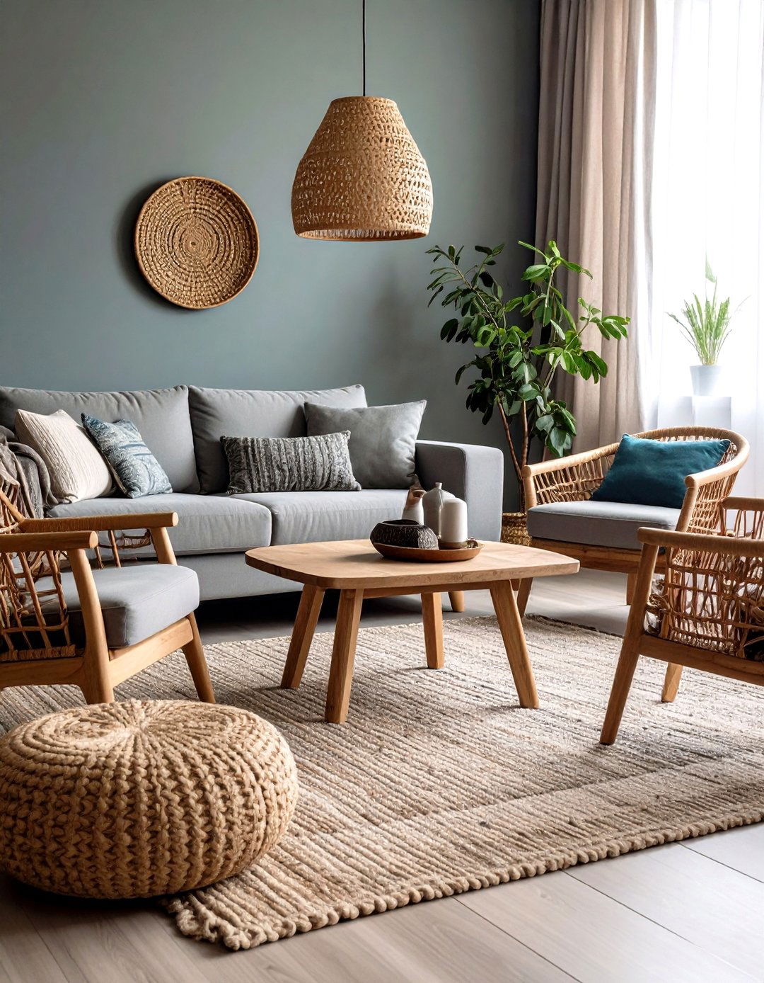 Incorporate Natural Textures with Your Grey Couch - 20 Grey Couch Living Room Ideas