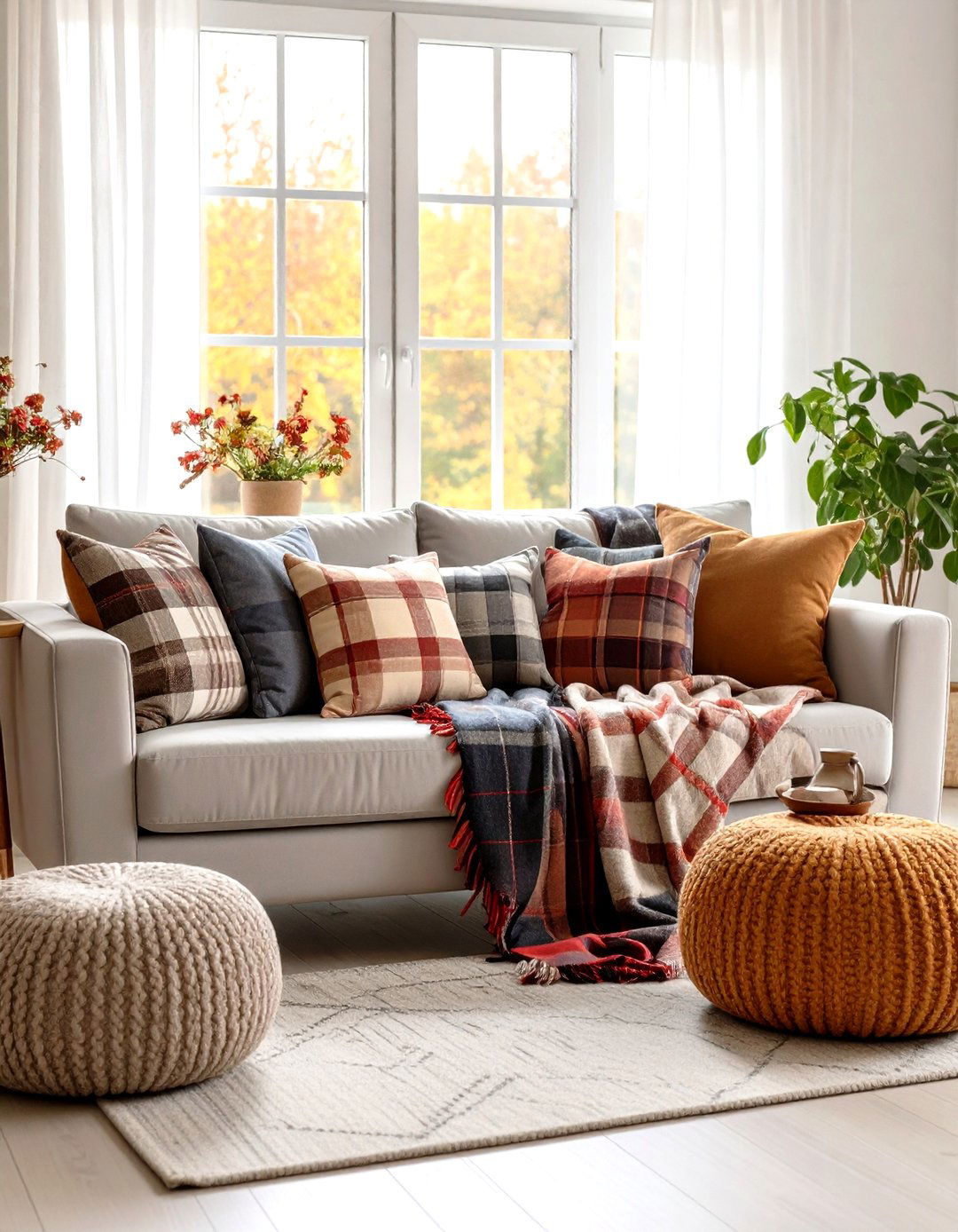Incorporate Plaid Patterns for Traditional Country Living Room Character - 20 Country Living Room Ideas