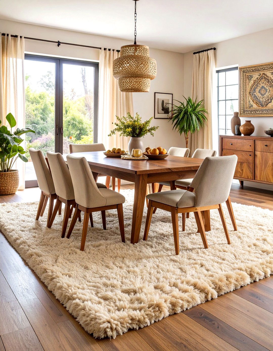 Incorporate Plush Shag Rugs - 20 Vintage Dining Room Ideas