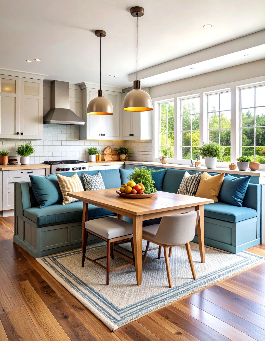 Incorporate Wraparound Banquette Seating - 20 U Shaped Kitchen Ideas