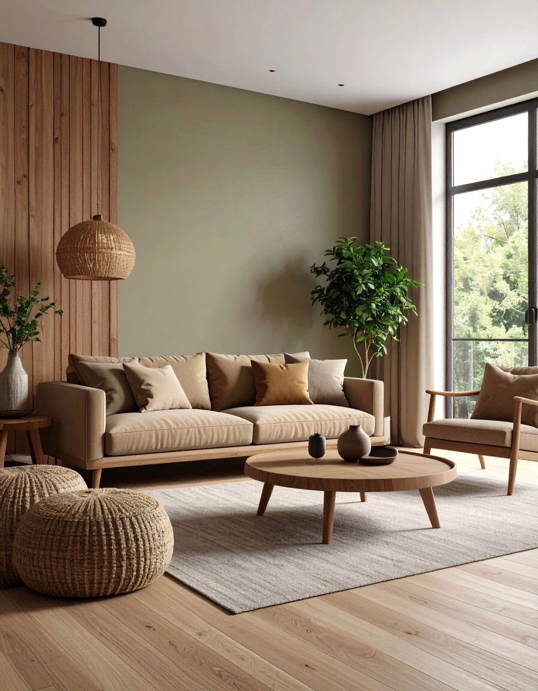 Incorporating Biophilic Elements for Freshness - 20 Taupe Living Room Ideas