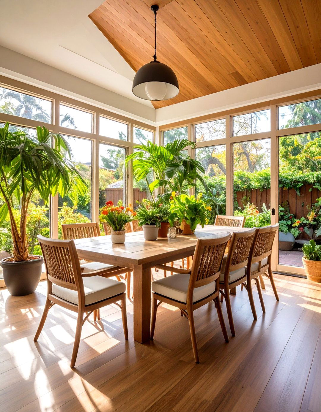 Incorporating Greenery - 20 Sunroom Dining Room Ideas