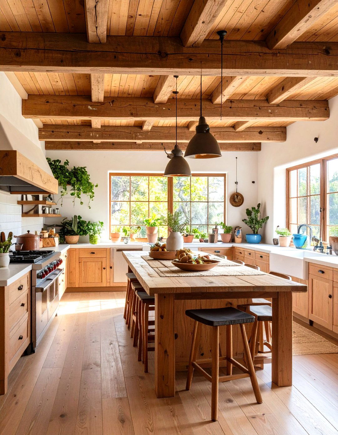Incorporating Rustic Wood Beam Ceilings - 20 Southwestern Kitchen Ideas