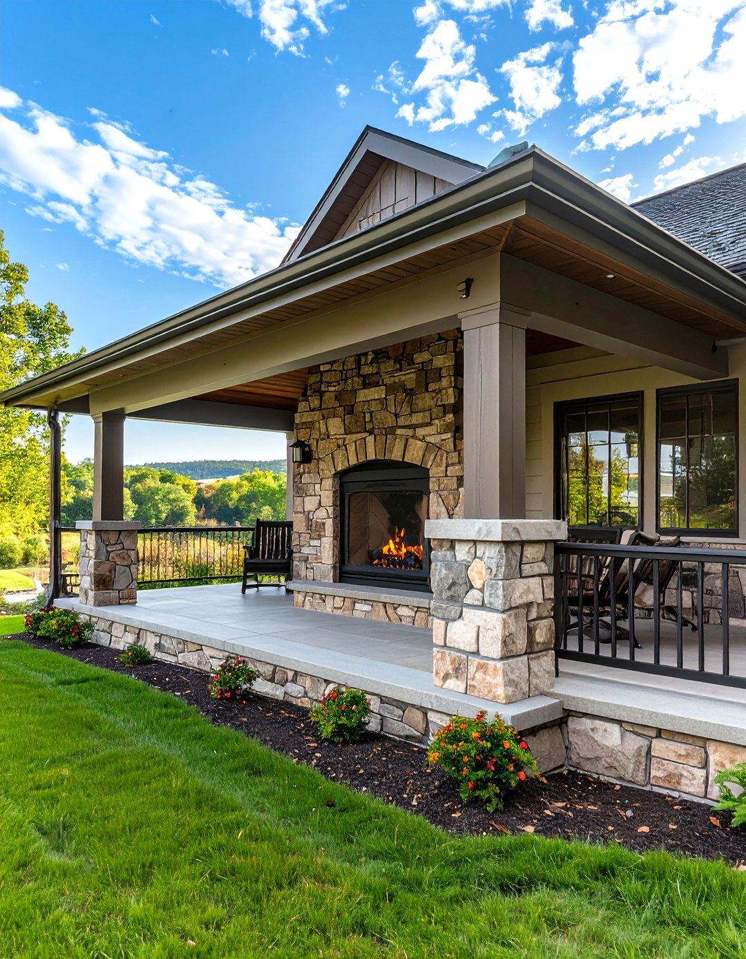 Incorporating Stone and Brick Facades - 20 Screened-in Porch With Fireplace Ideas