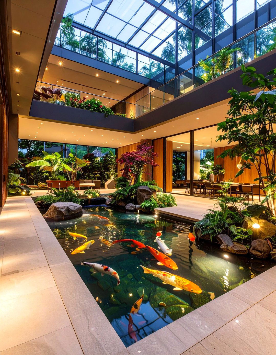 Indoor Atrium Koi Pond Design - 20 Koi Pond Ideas