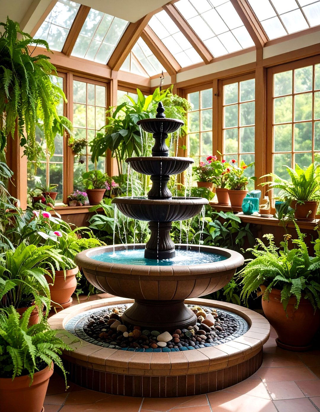 Indoor Fountain Feature - 20 Victorian Sunroom Ideas