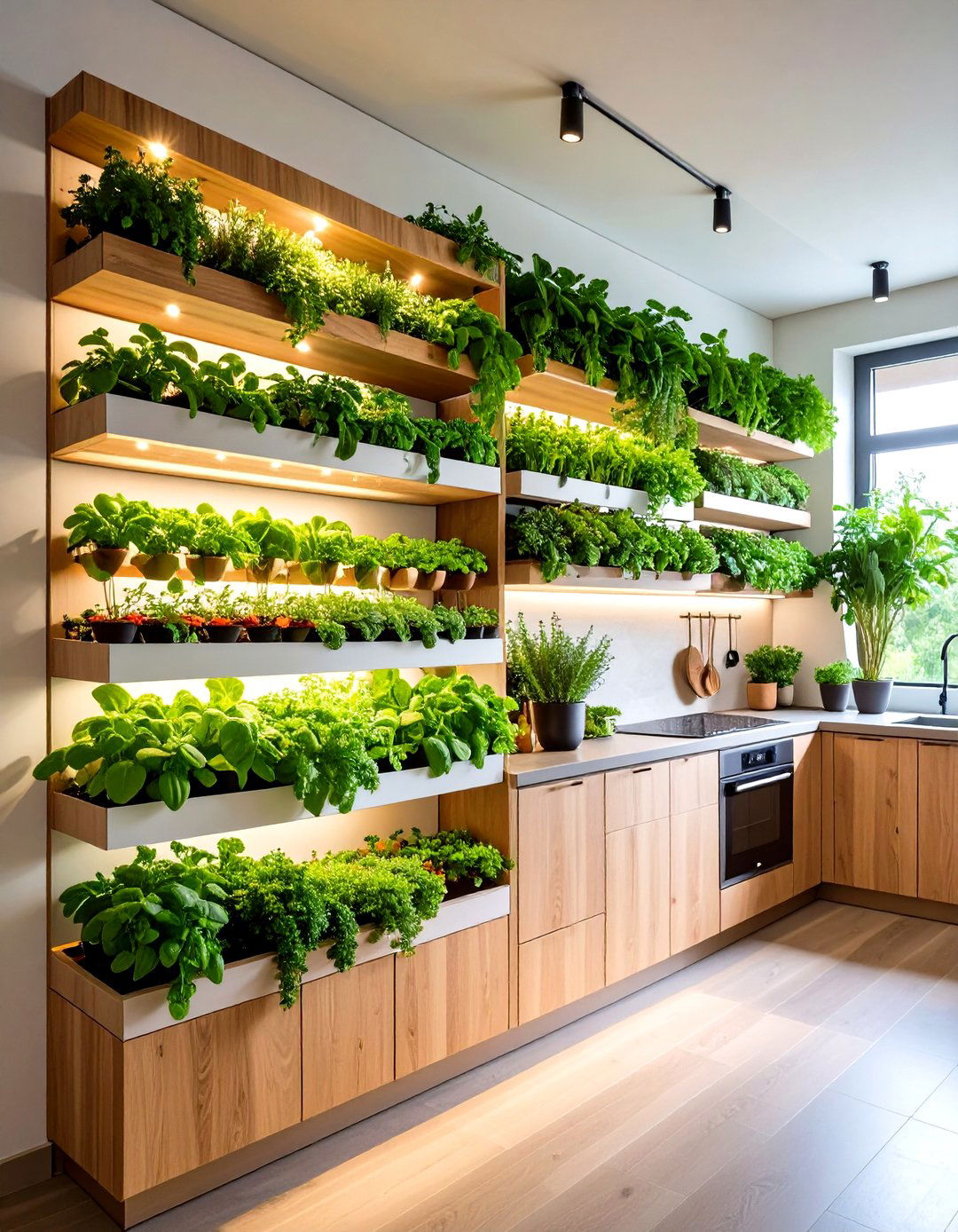 Indoor Herb Wall Energizes Everyday Cooking - 20 Earthy Kitchen Ideas