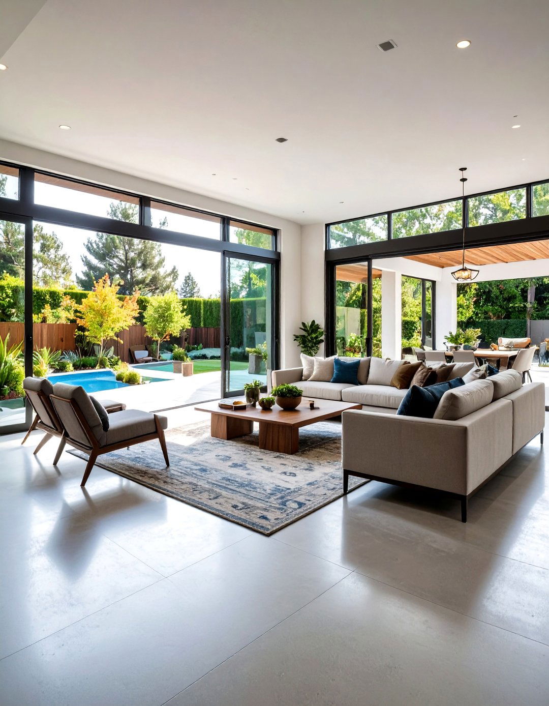 Indoor Outdoor Flow Concrete Floor Living Room Concepts - 20 Concrete Floor Living Room Ideas