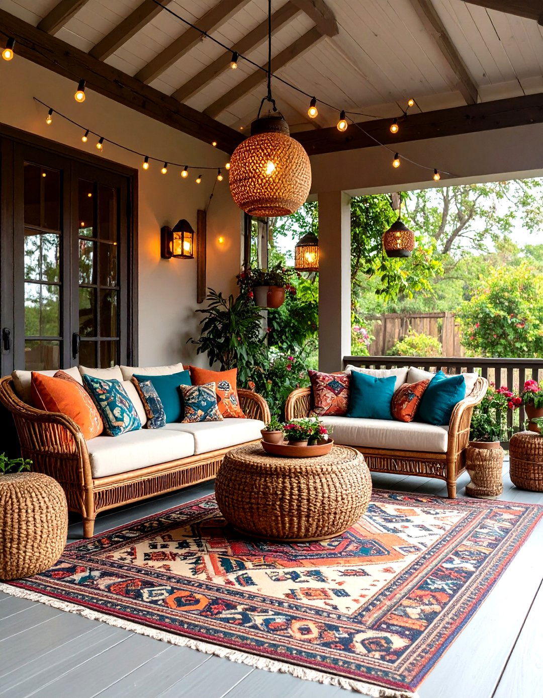 Indoor Outdoor Flow Extends Boho Cottage Style to the Porch - 20 Boho Cottage Style Decor Ideas