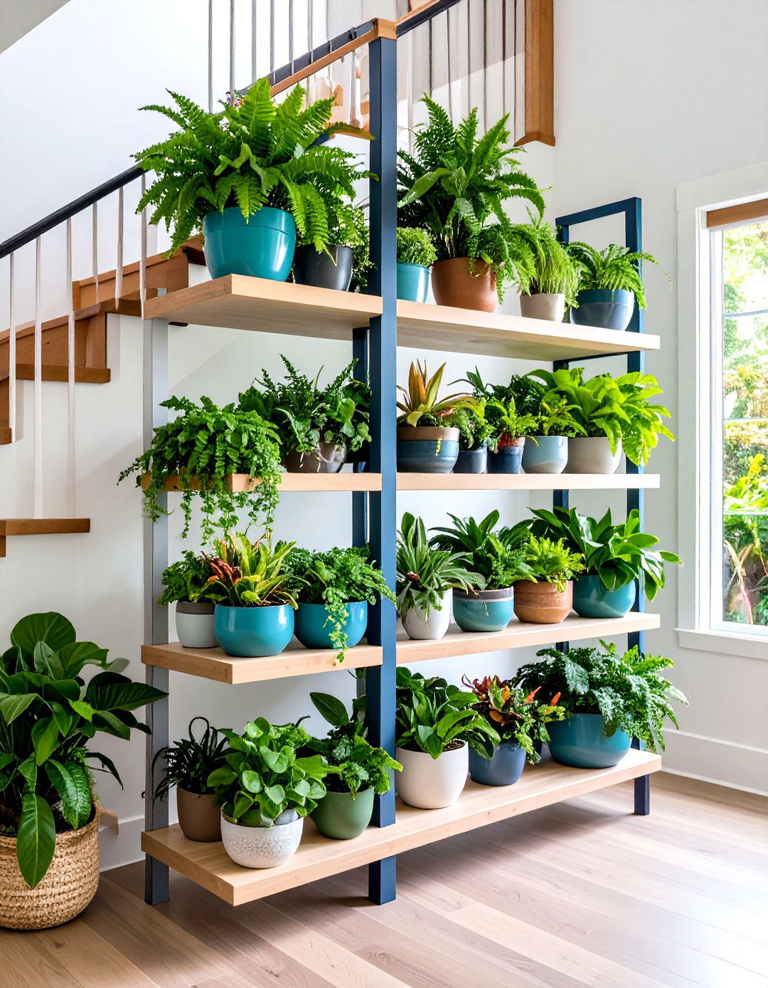 Indoor Plant Oasis - 20 Stair Landing Ideas