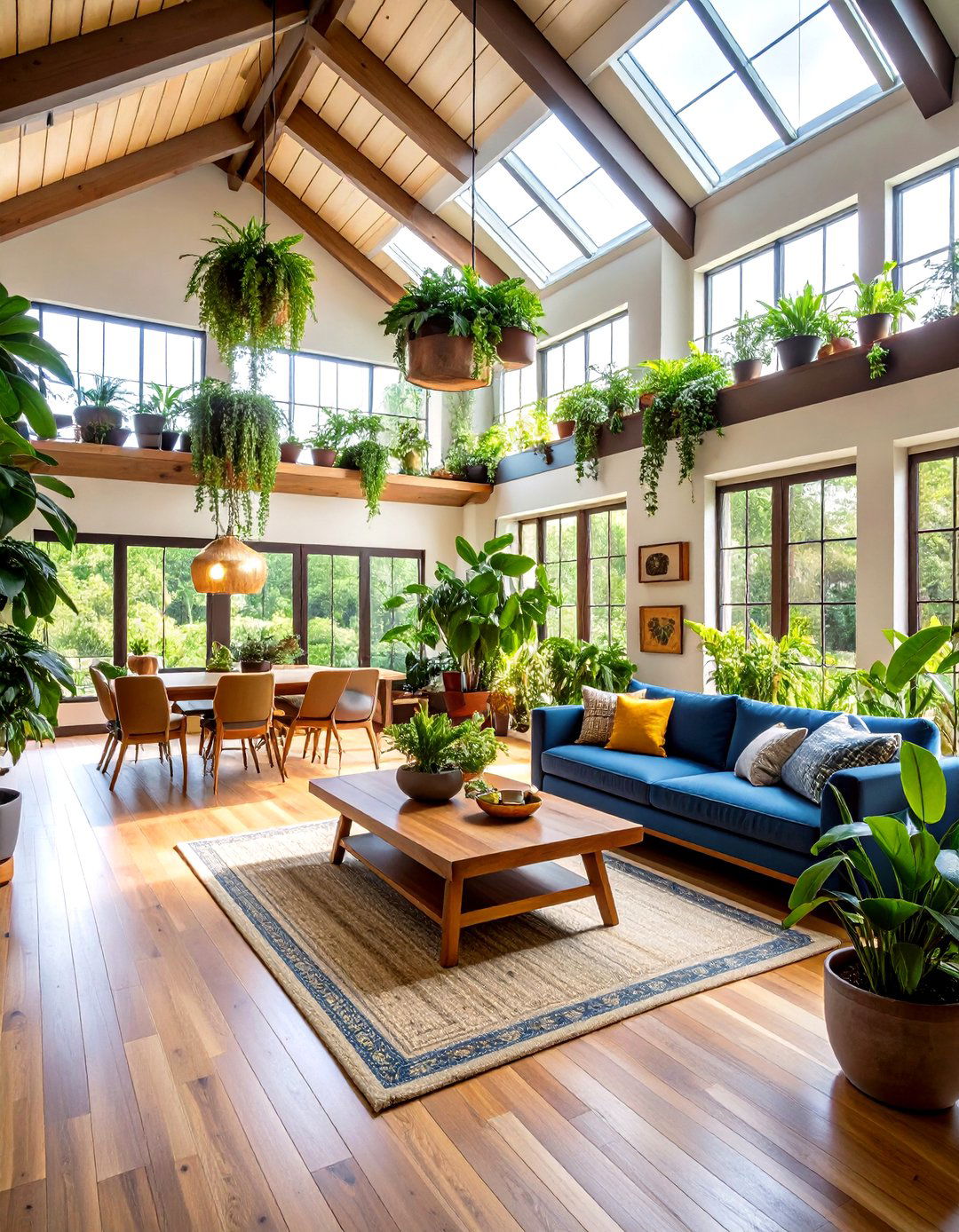Indoor Plant Sanctuary Open Concept Vaulted Ceiling Living Room - 20 Open Concept Vaulted Ceiling Living Room Ideas