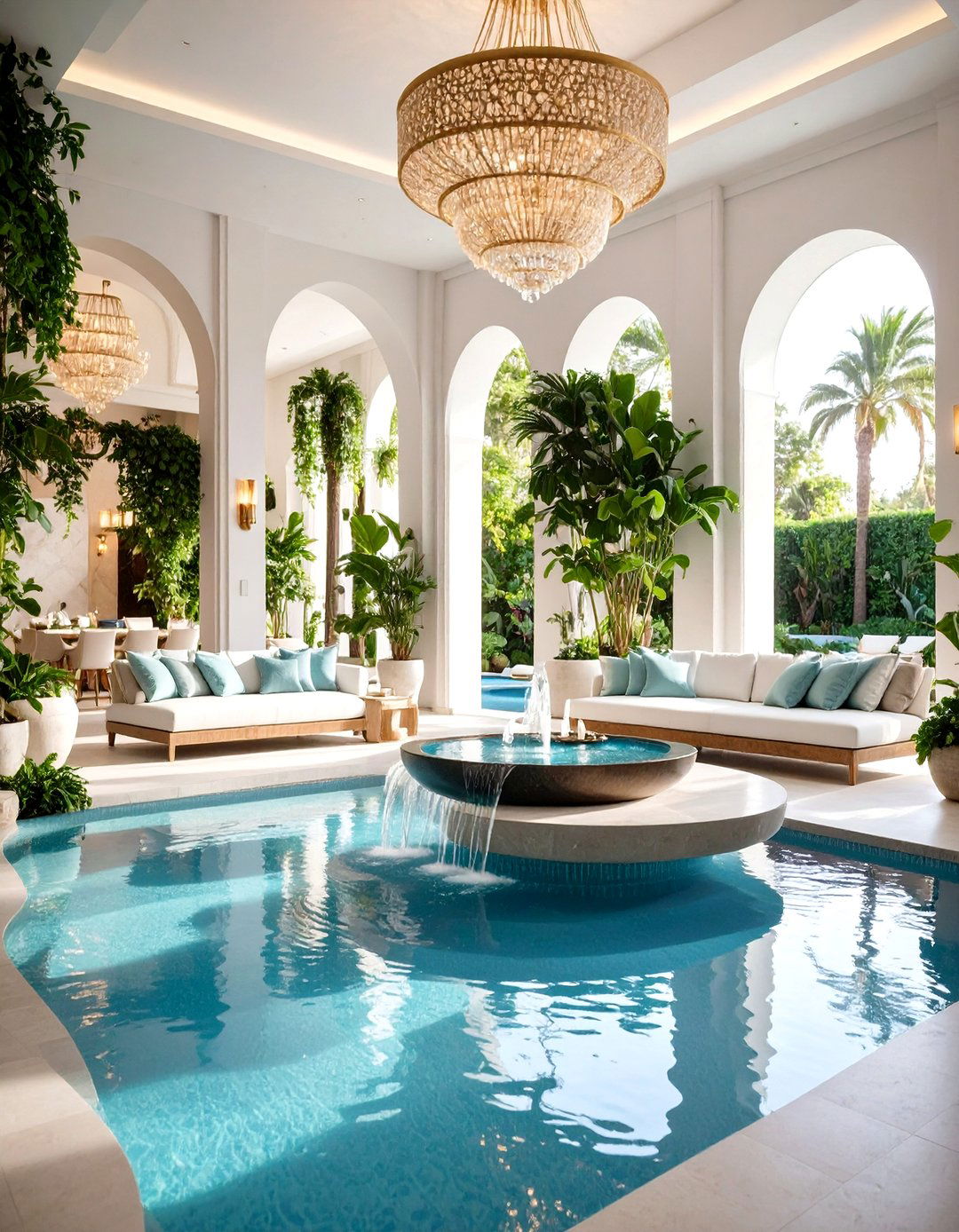 Indoor Water Feature Mansion Living Room - 20 Mansion Living Room Ideas