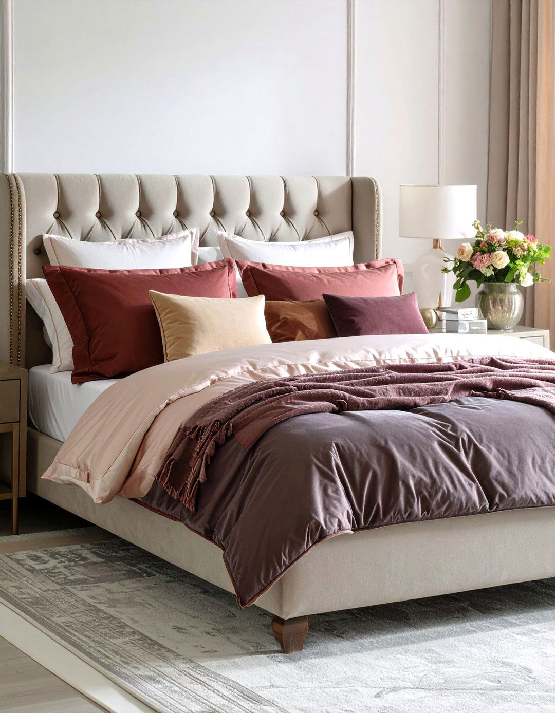 Indulge in Velvet Bedding Layers - 20 Glam Bedroom Ideas