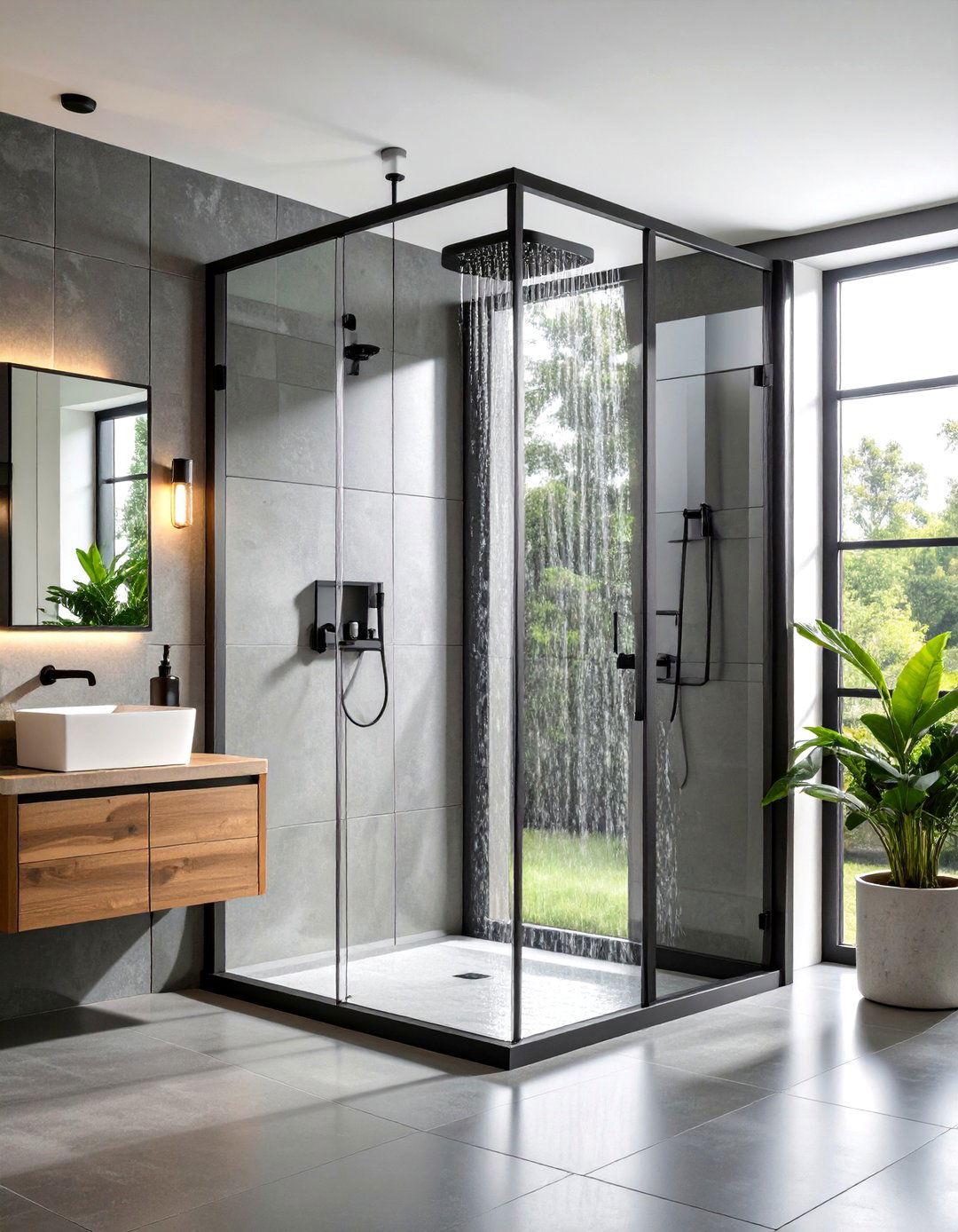 Industrial Bathroom Black Metal Shower Enclosure - 20 Industrial Bathroom Ideas